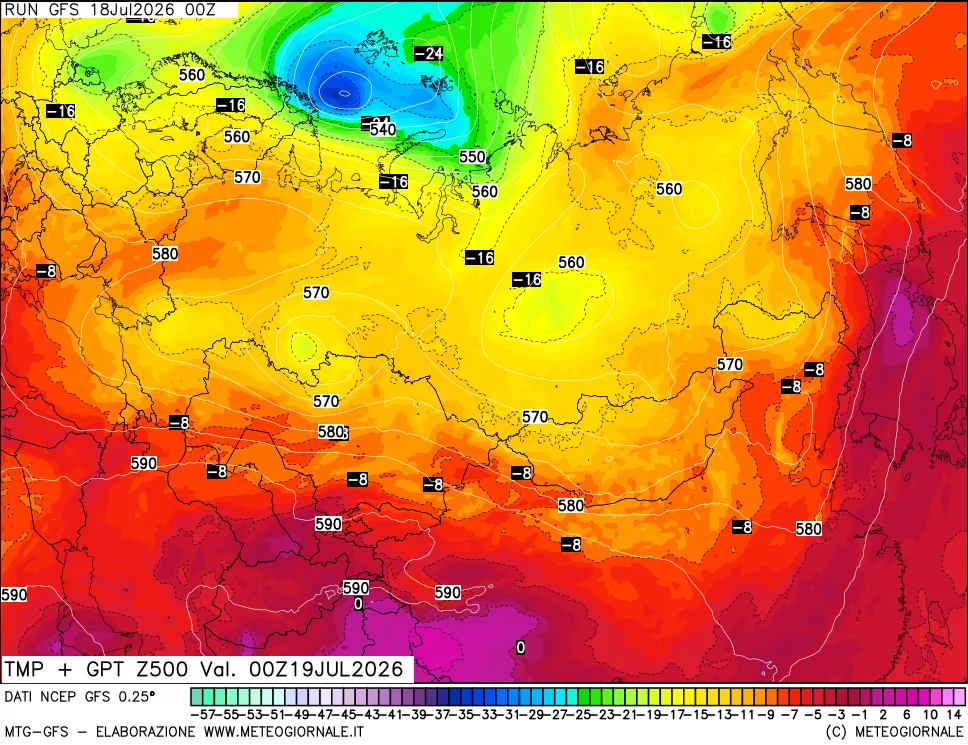 mappa 500 hPa Temp + GPT