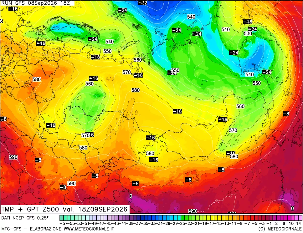 mappa 500 hPa Temp + GPT