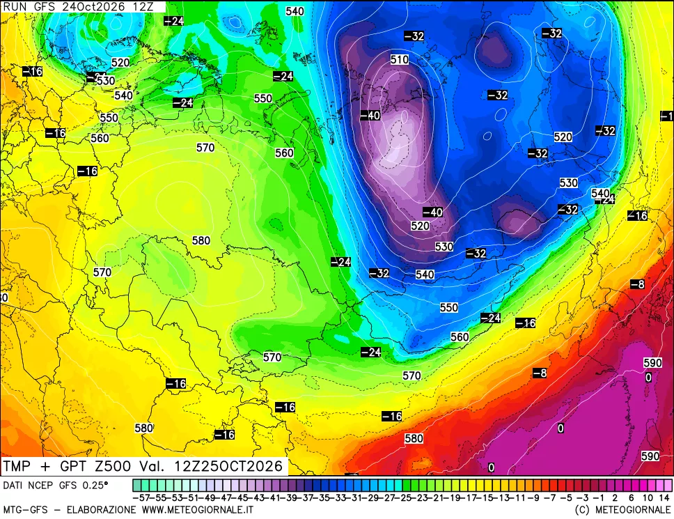 mappa 500 hPa Temp + GPT
