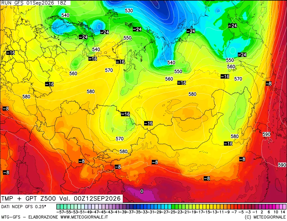 mappa 500 hPa Temp + GPT