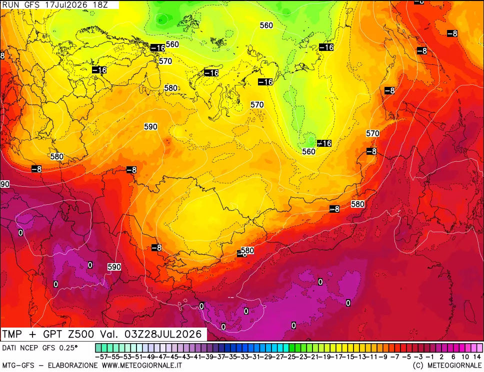 mappa 500 hPa Temp + GPT