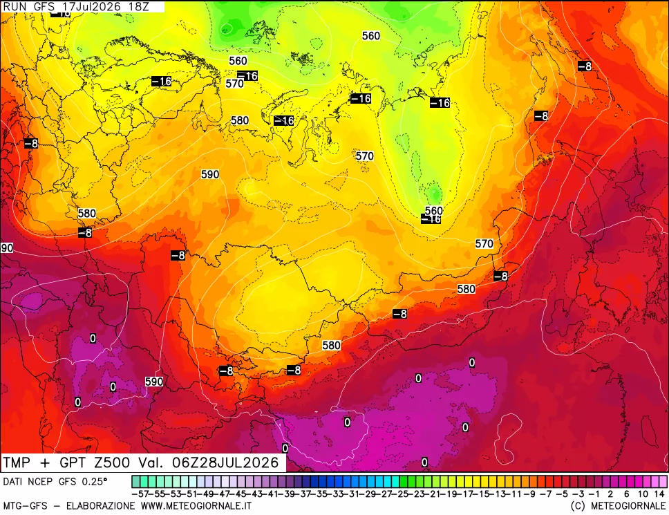 mappa 500 hPa Temp + GPT
