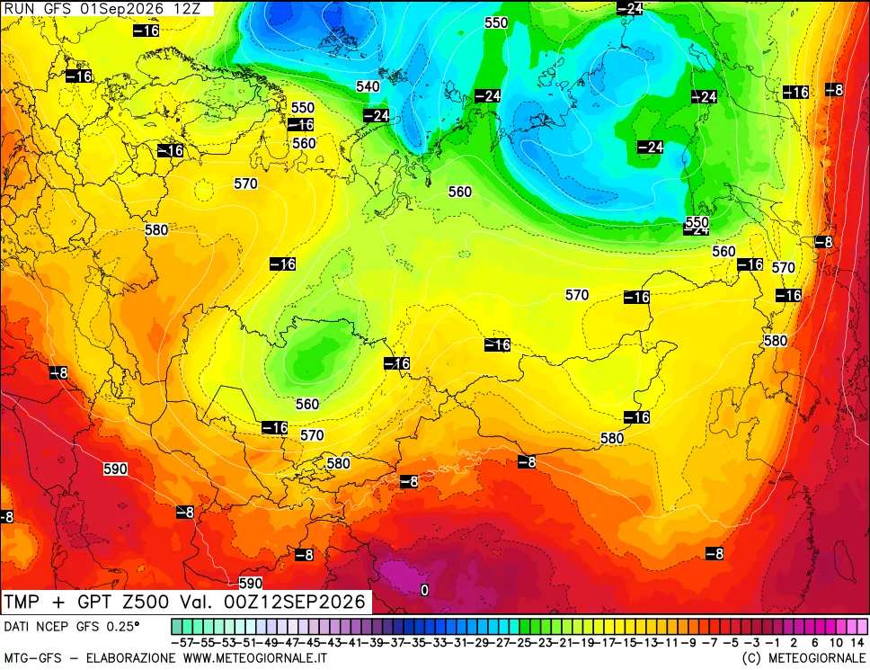 mappa 500 hPa Temp + GPT