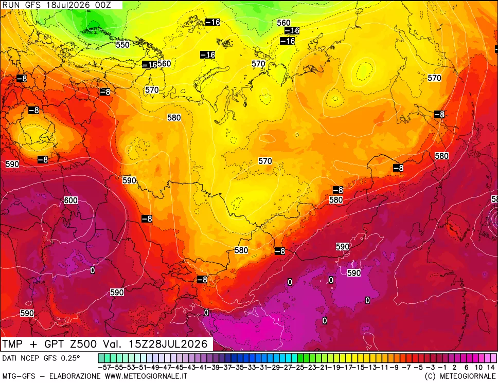 mappa 500 hPa Temp + GPT