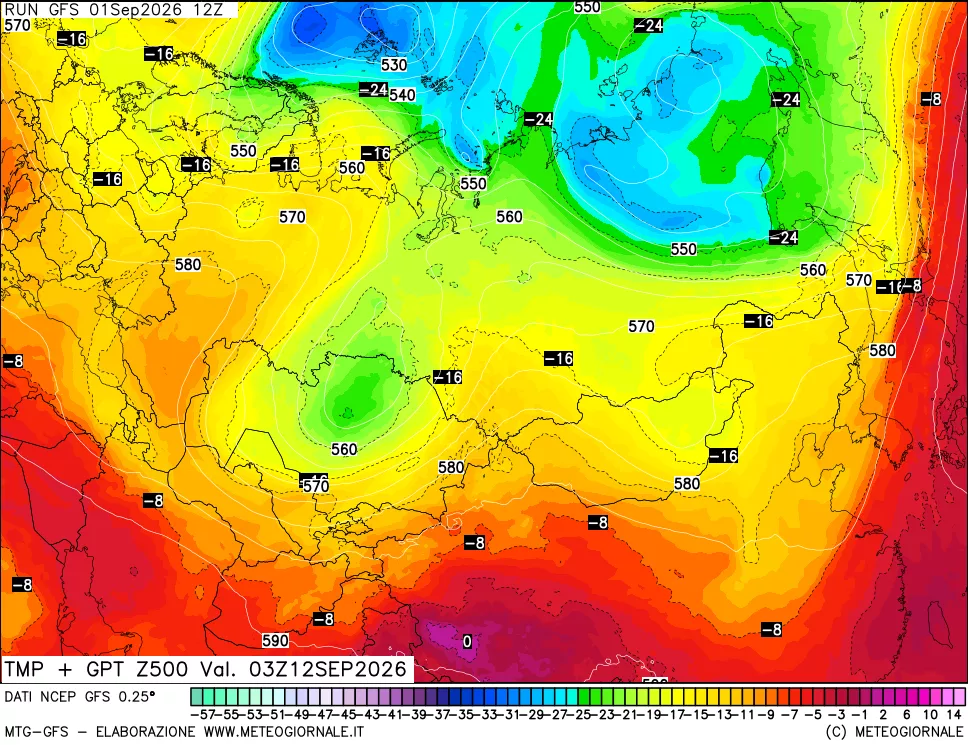 mappa 500 hPa Temp + GPT