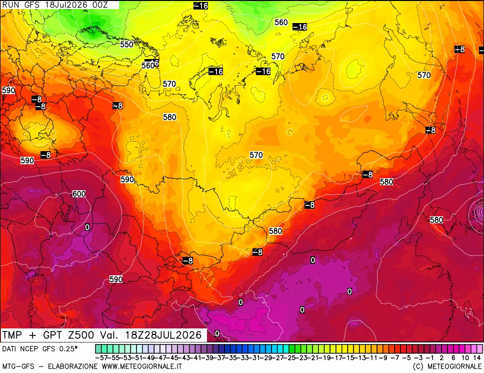 mappa 500 hPa Temp + GPT