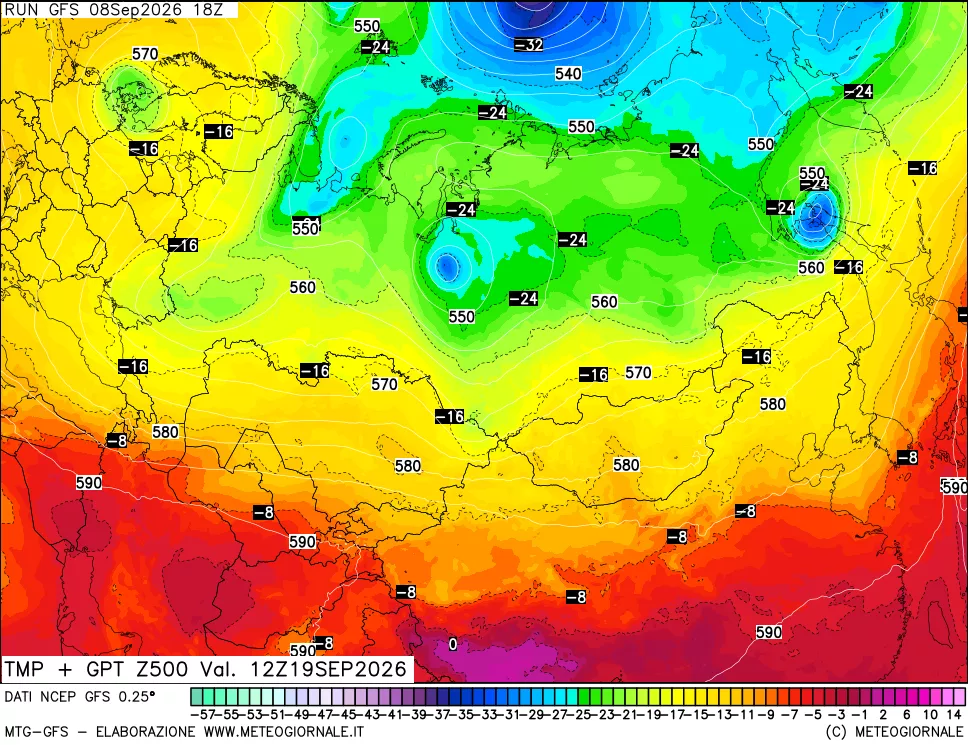 mappa 500 hPa Temp + GPT