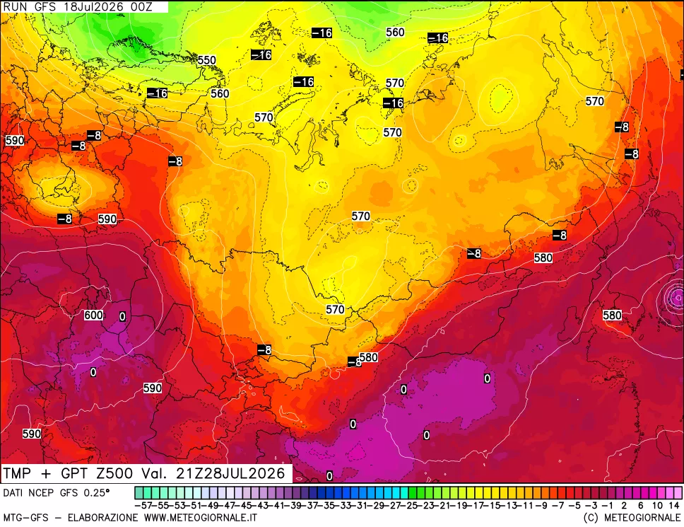 mappa 500 hPa Temp + GPT