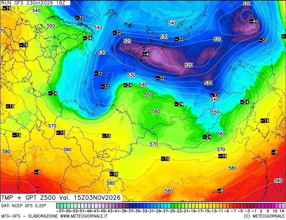 mappa 500 hPa Temp + GPT