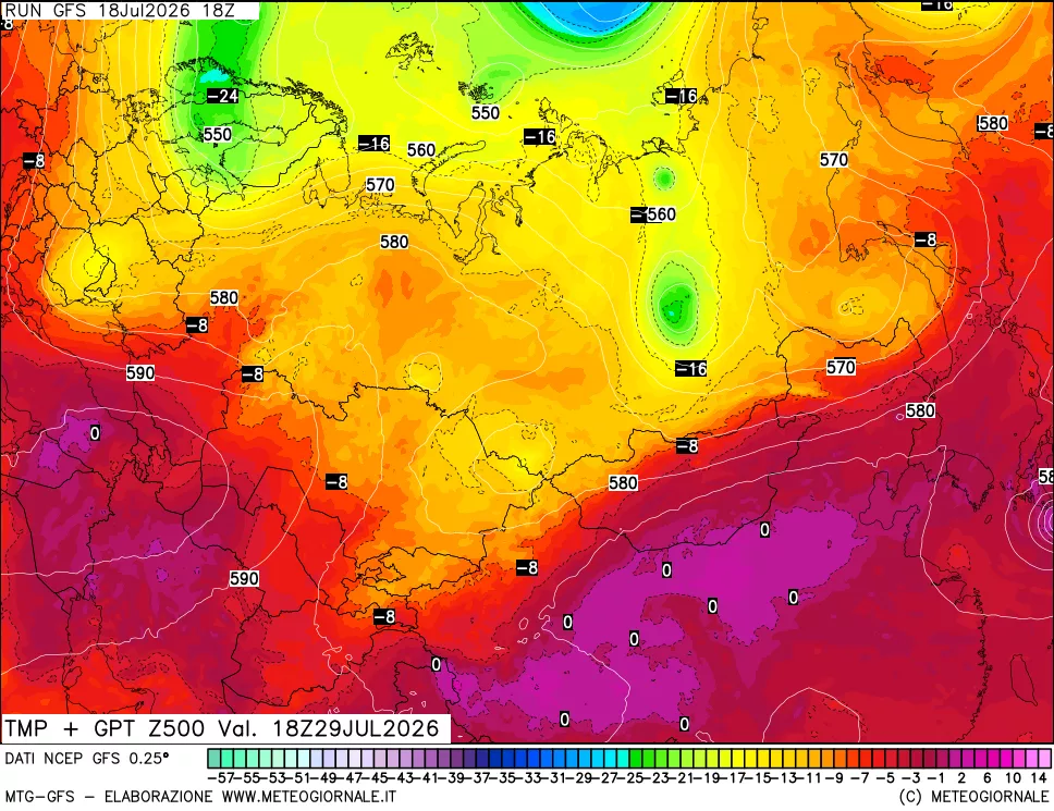 mappa 500 hPa Temp + GPT