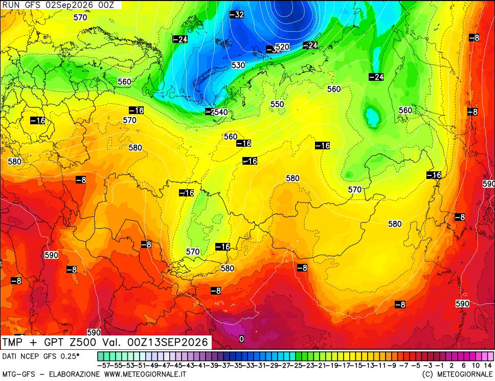 mappa 500 hPa Temp + GPT