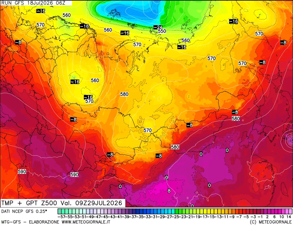 mappa 500 hPa Temp + GPT