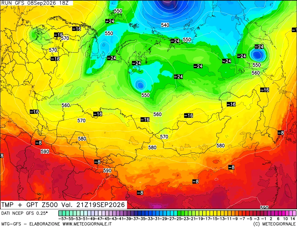 mappa 500 hPa Temp + GPT