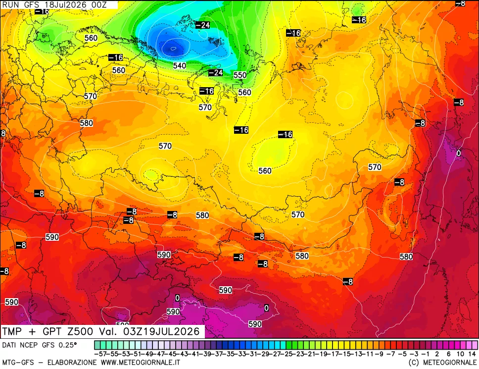 mappa 500 hPa Temp + GPT