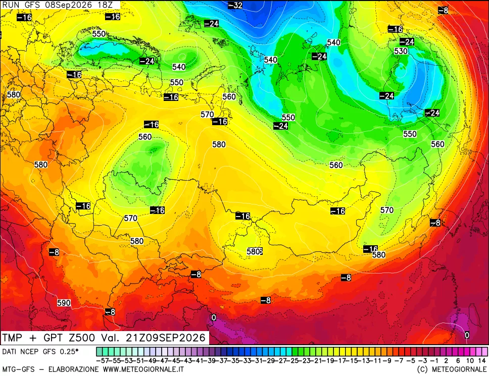mappa 500 hPa Temp + GPT