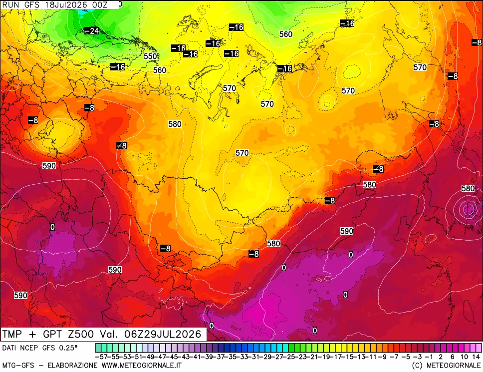 mappa 500 hPa Temp + GPT