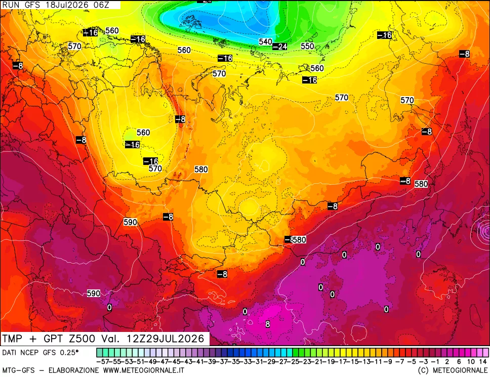 mappa 500 hPa Temp + GPT