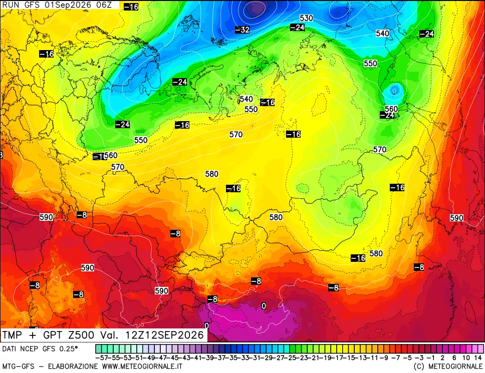 mappa 500 hPa Temp + GPT