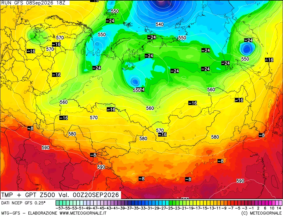 mappa 500 hPa Temp + GPT