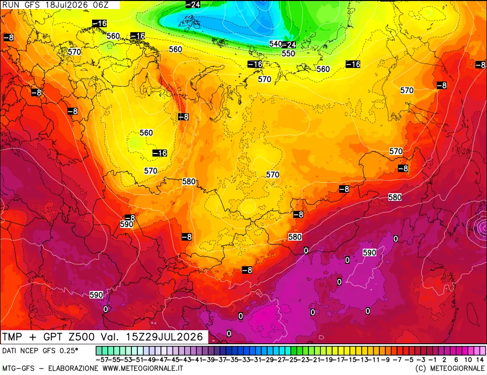 mappa 500 hPa Temp + GPT