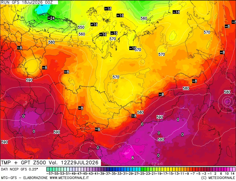 mappa 500 hPa Temp + GPT