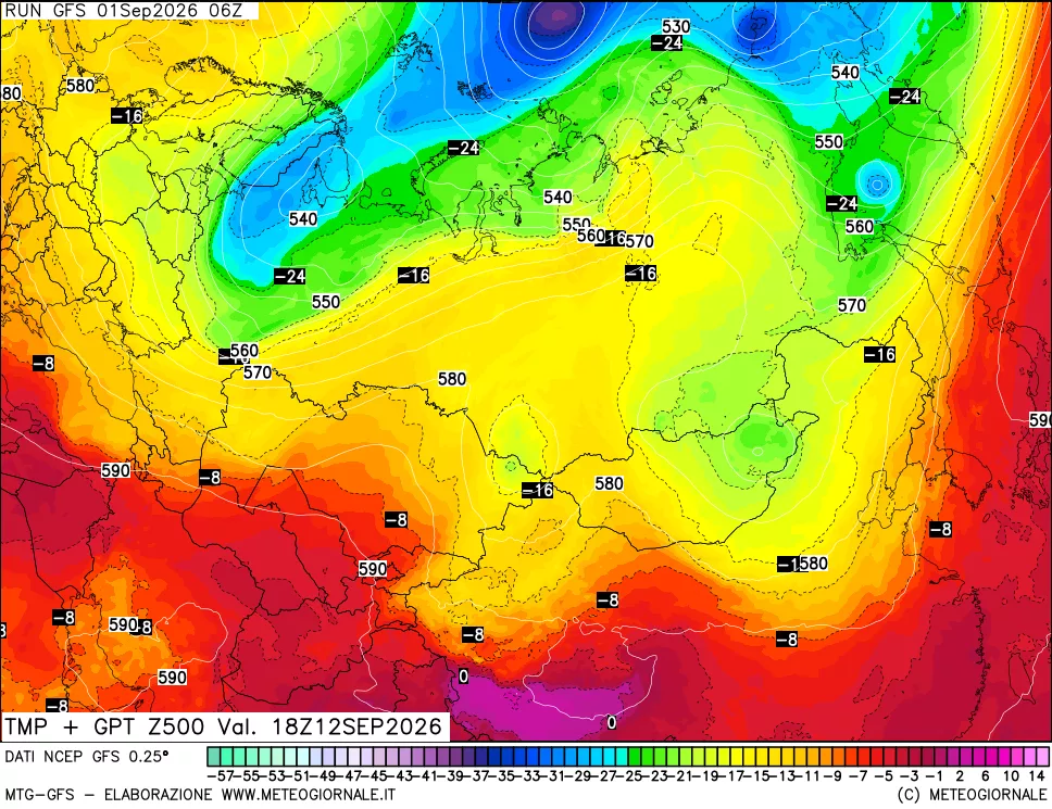 mappa 500 hPa Temp + GPT