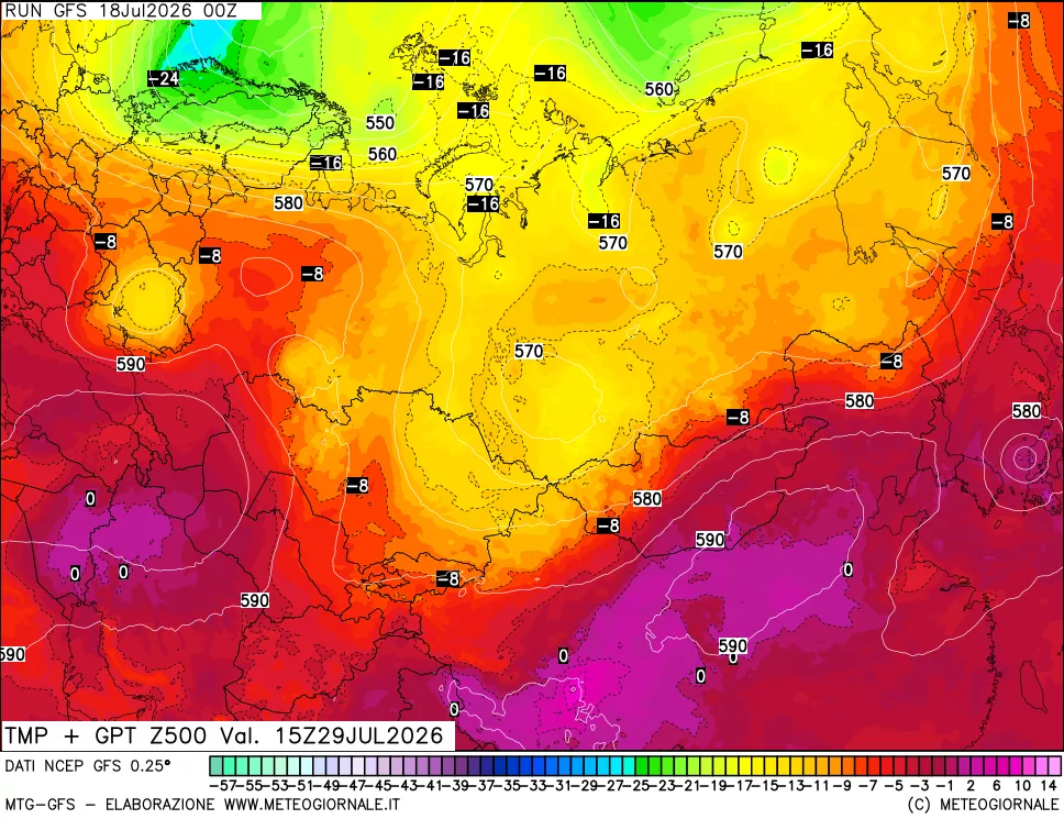 mappa 500 hPa Temp + GPT