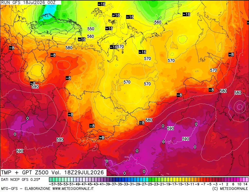 mappa 500 hPa Temp + GPT