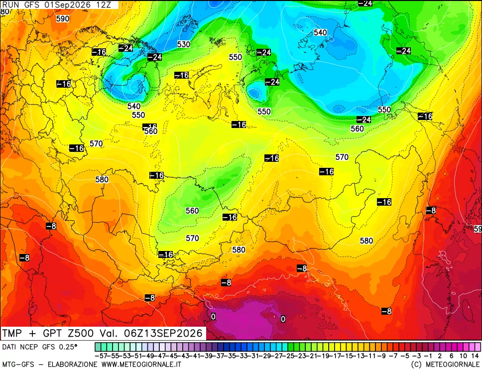 mappa 500 hPa Temp + GPT