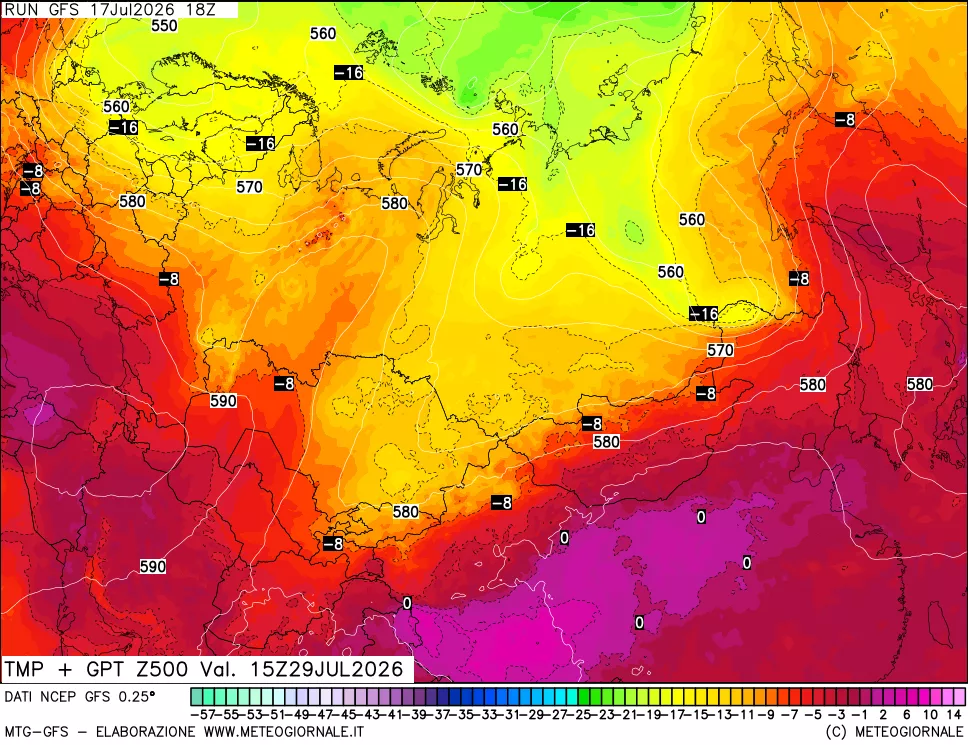 mappa 500 hPa Temp + GPT