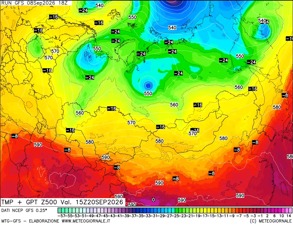 mappa 500 hPa Temp + GPT