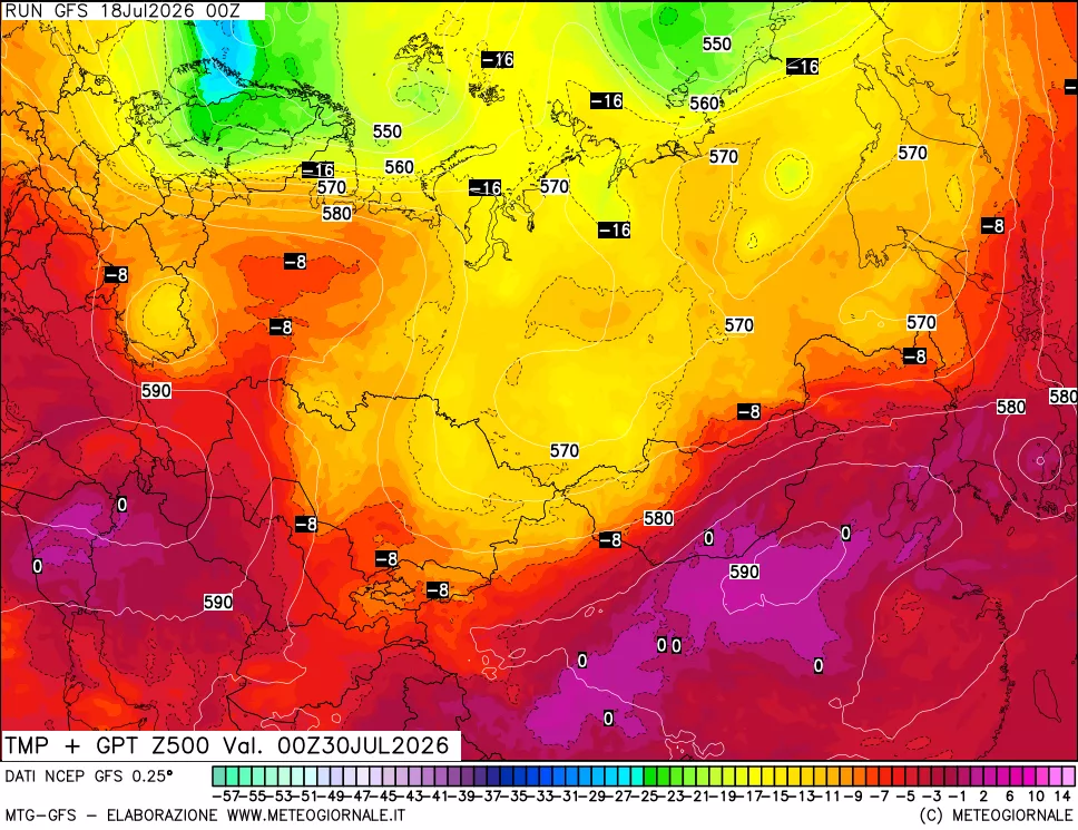 mappa 500 hPa Temp + GPT