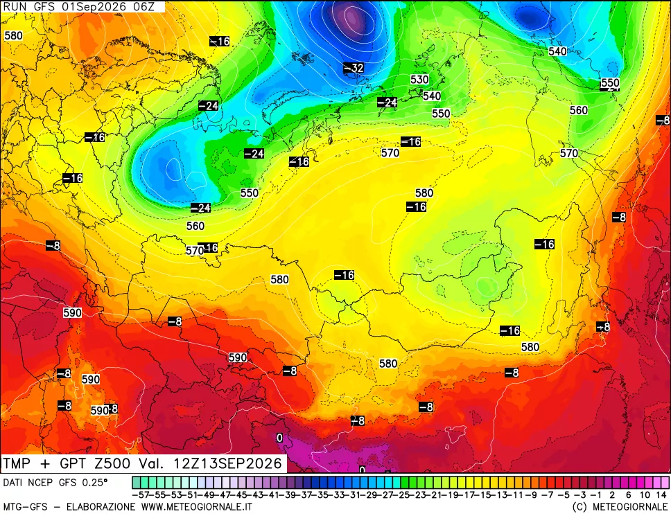 mappa 500 hPa Temp + GPT