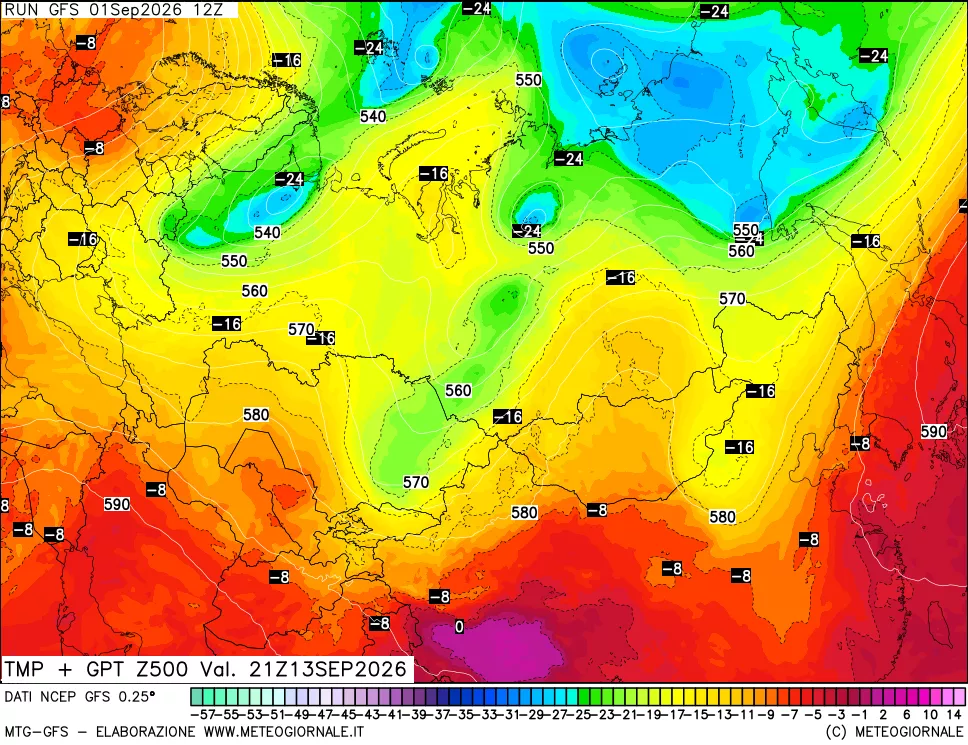 mappa 500 hPa Temp + GPT