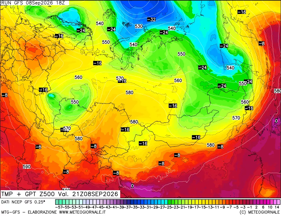 mappa 500 hPa Temp + GPT