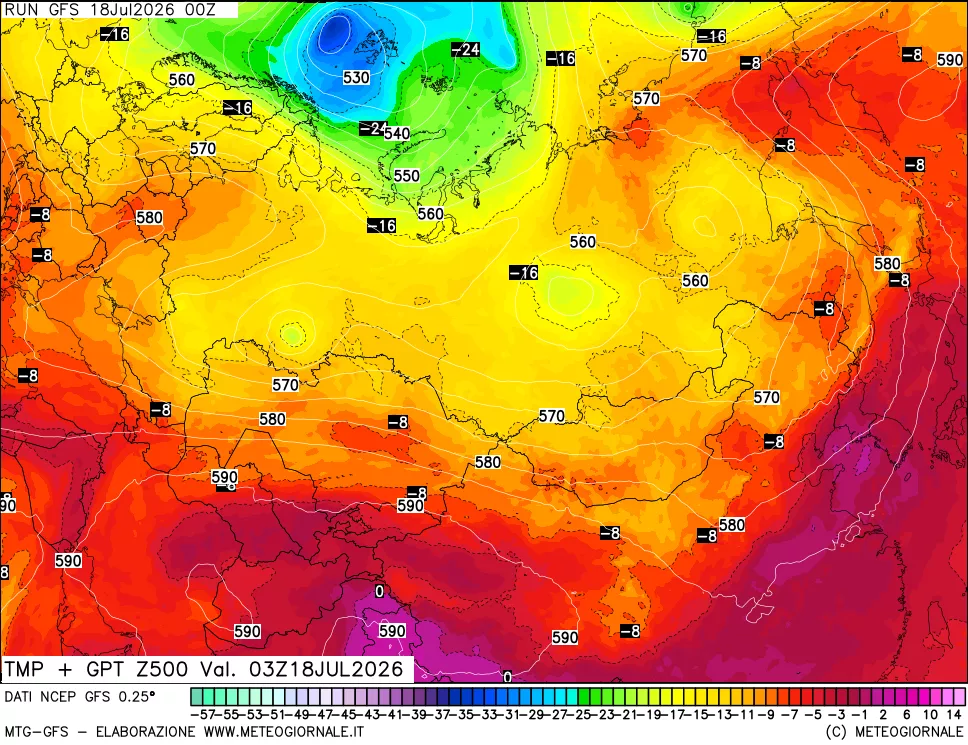 mappa 500 hPa Temp + GPT