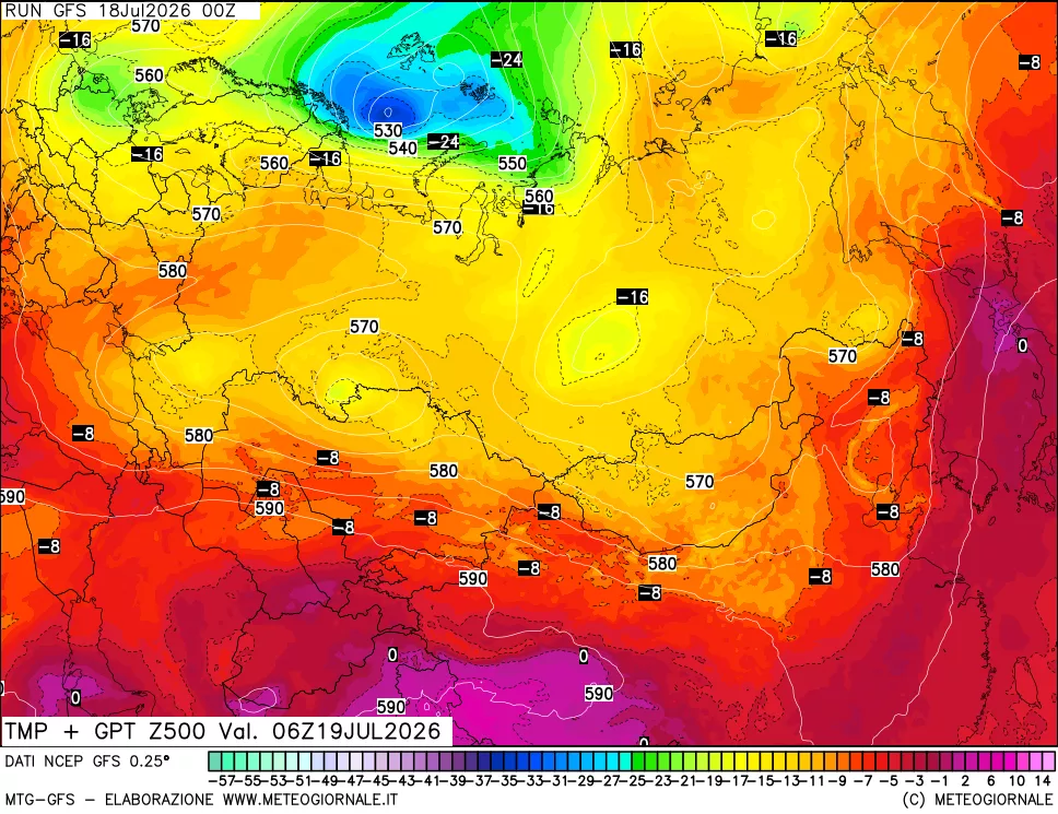 mappa 500 hPa Temp + GPT