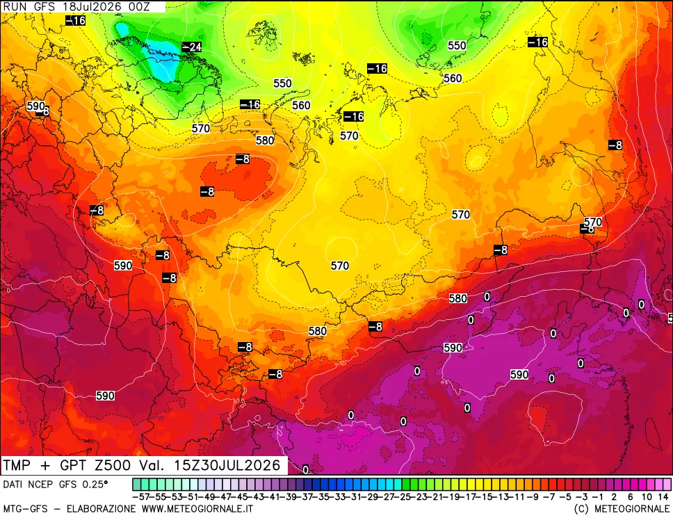 mappa 500 hPa Temp + GPT
