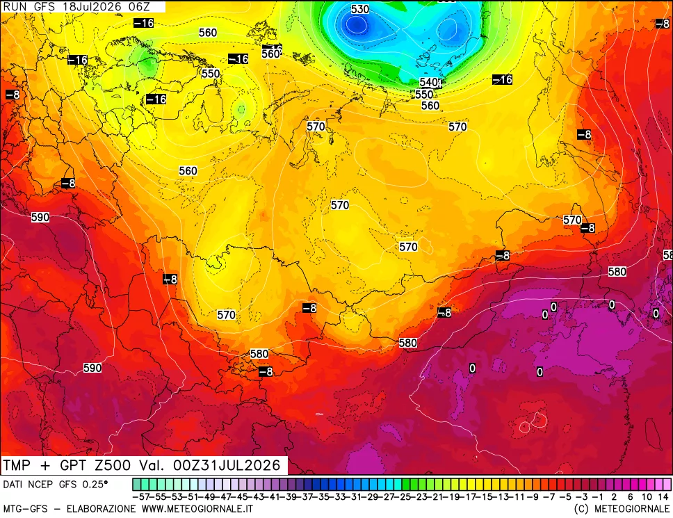 mappa 500 hPa Temp + GPT