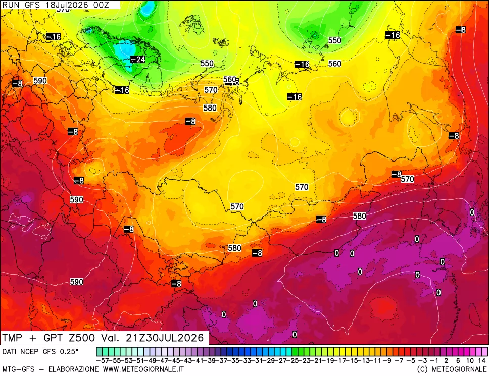mappa 500 hPa Temp + GPT