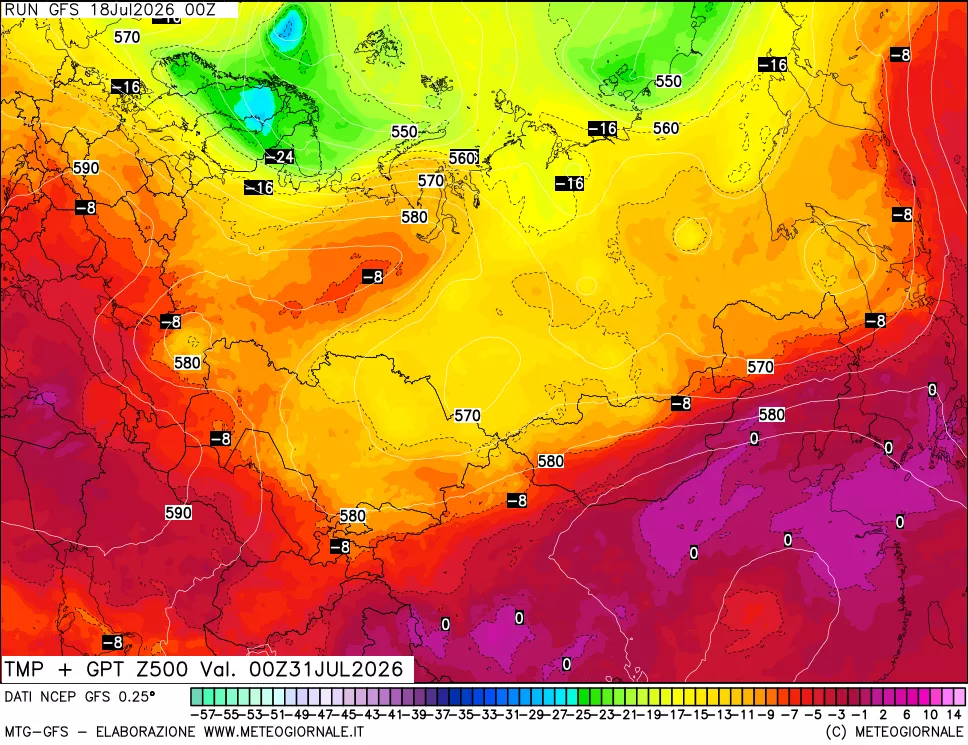 mappa 500 hPa Temp + GPT