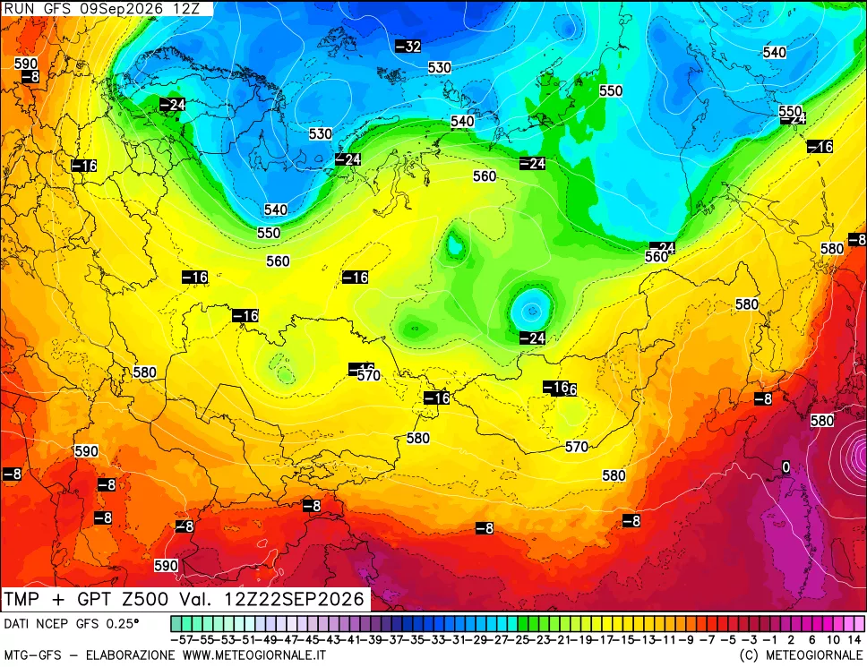 mappa 500 hPa Temp + GPT