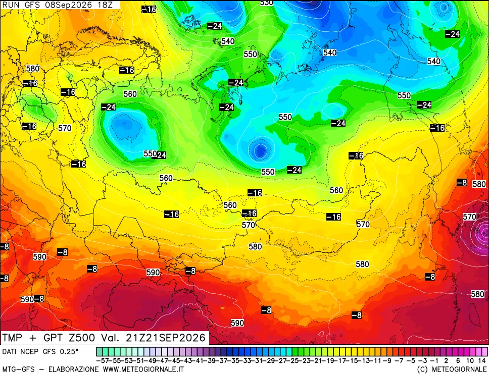 mappa 500 hPa Temp + GPT