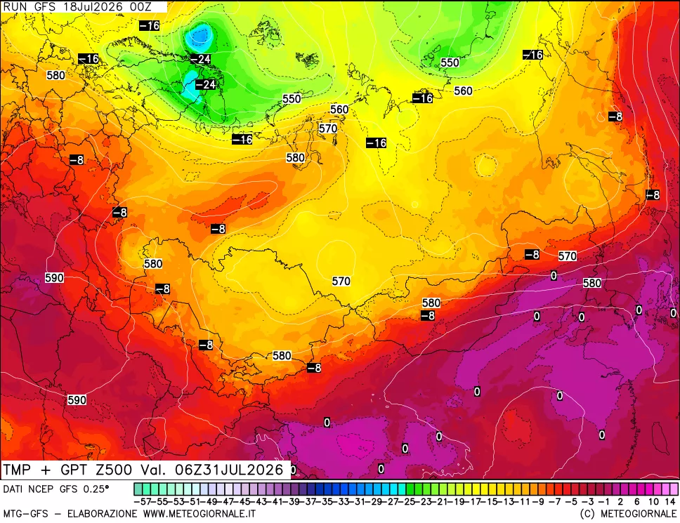 mappa 500 hPa Temp + GPT