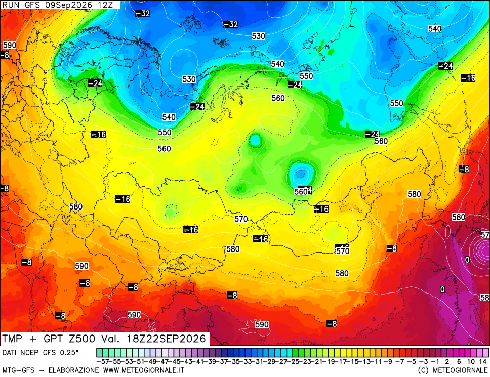 mappa 500 hPa Temp + GPT