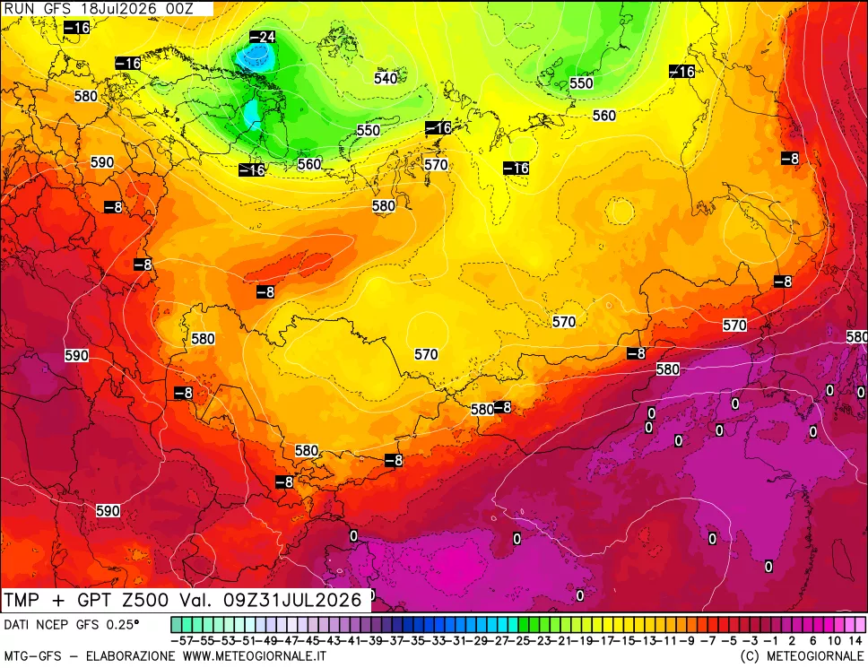 mappa 500 hPa Temp + GPT