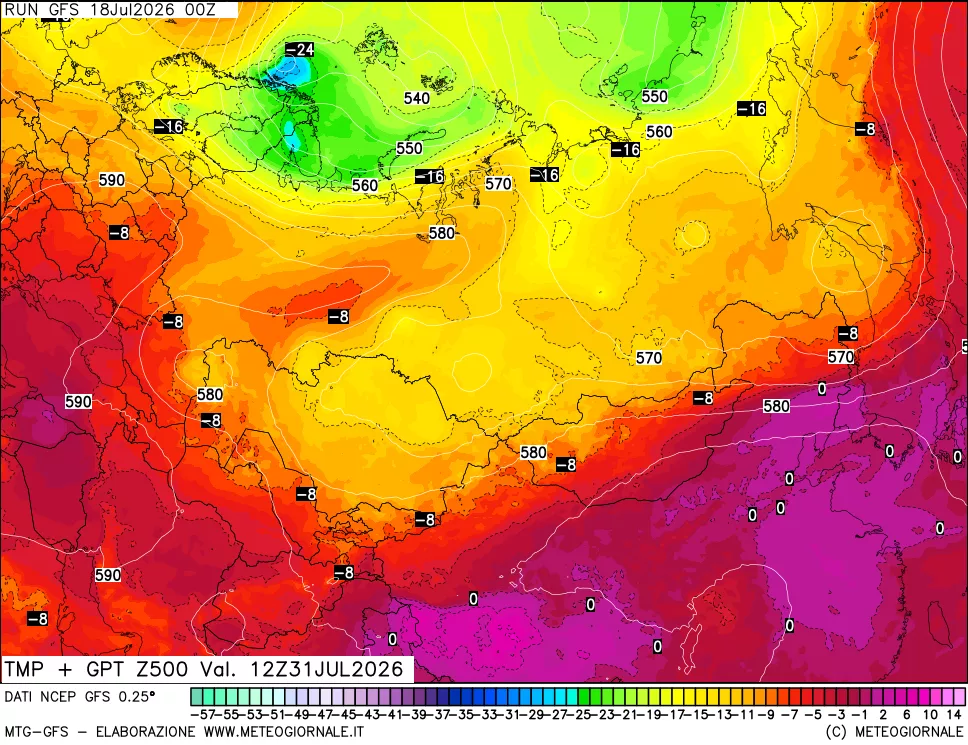 mappa 500 hPa Temp + GPT