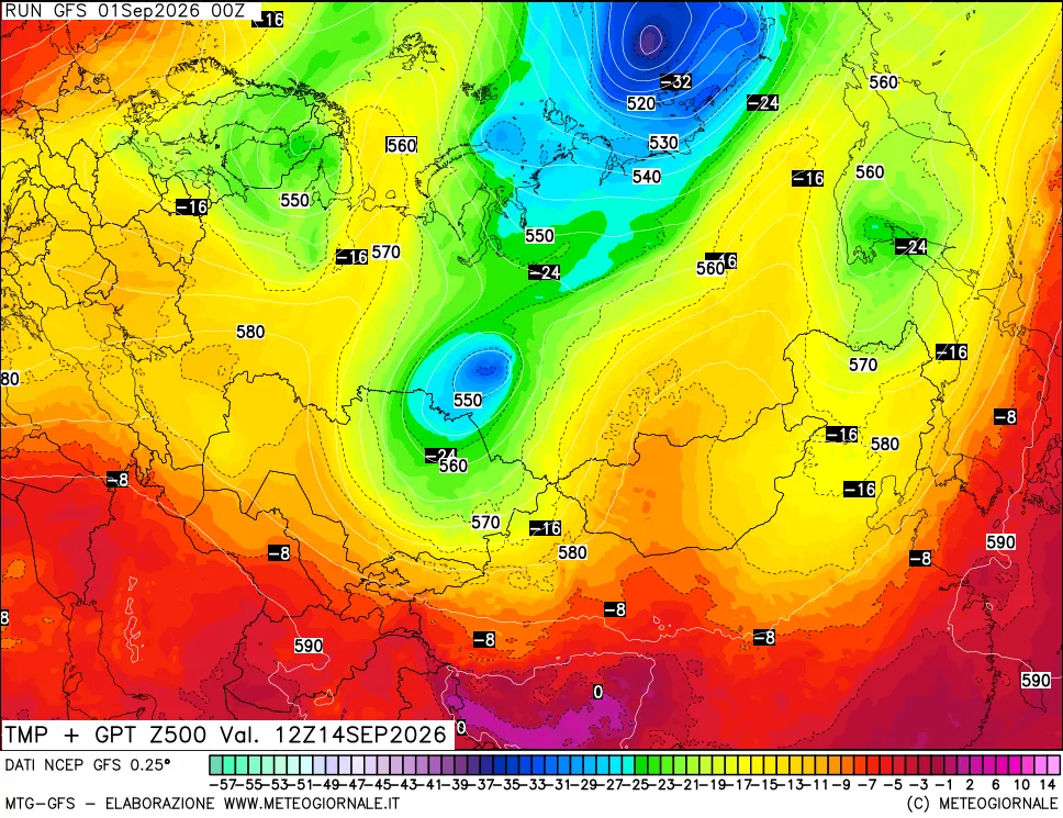 mappa 500 hPa Temp + GPT