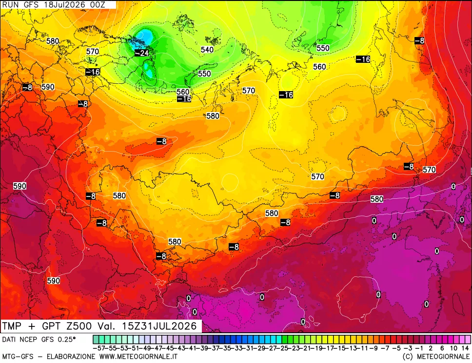 mappa 500 hPa Temp + GPT