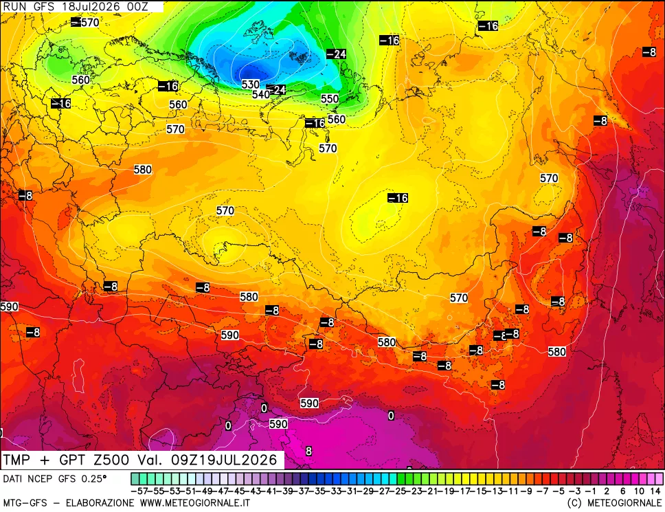 mappa 500 hPa Temp + GPT
